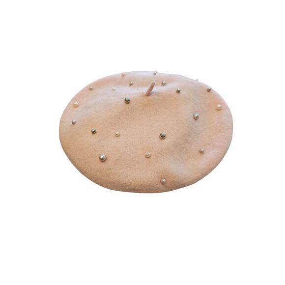 Vintage Y2K Womens Wool Blend Beret Hat Light Pink w/ Pears Preppy - Picture 2 of 5